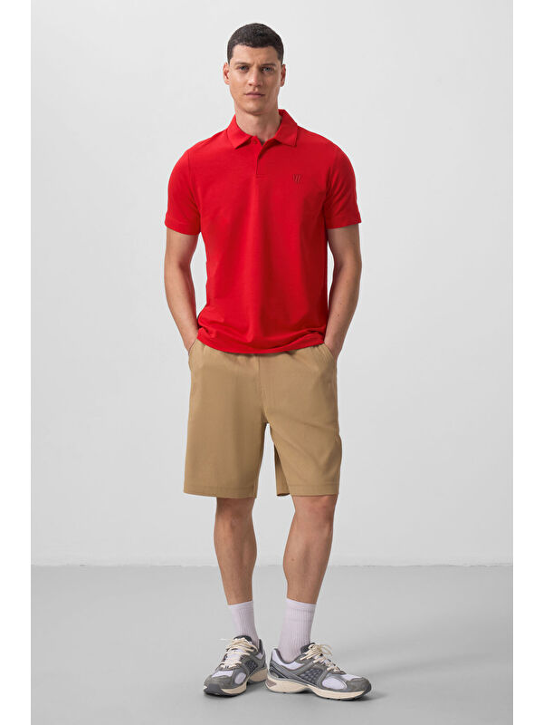 Tommylife Koyu Bej Standart Fit Dokuma Hafif Esnek Chino Şort - 81290