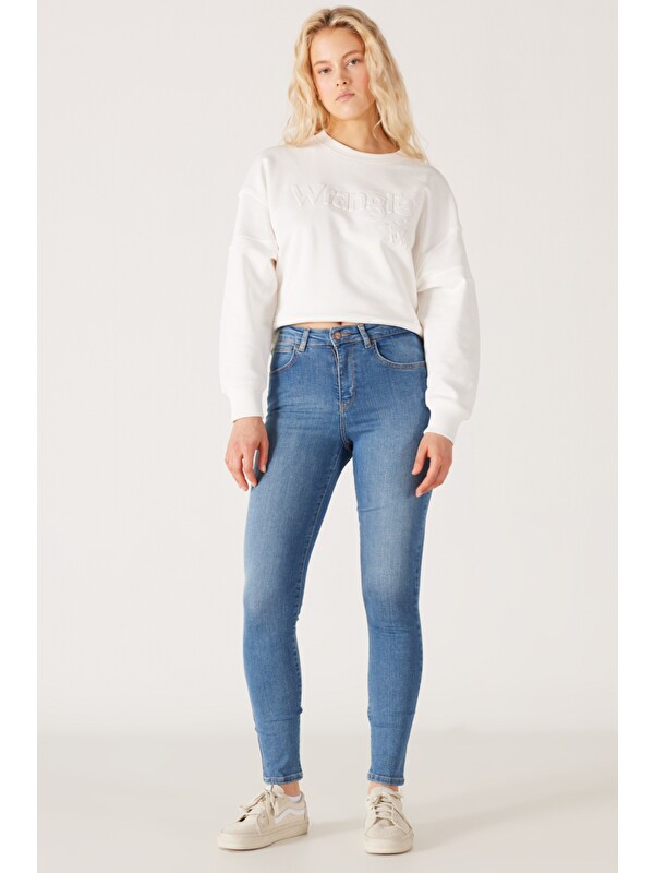 Wrangler High Rise Skinny Fit Dar Kesim Yüksek Bel Açık Mavi Esnek Jean Jean Pantolon