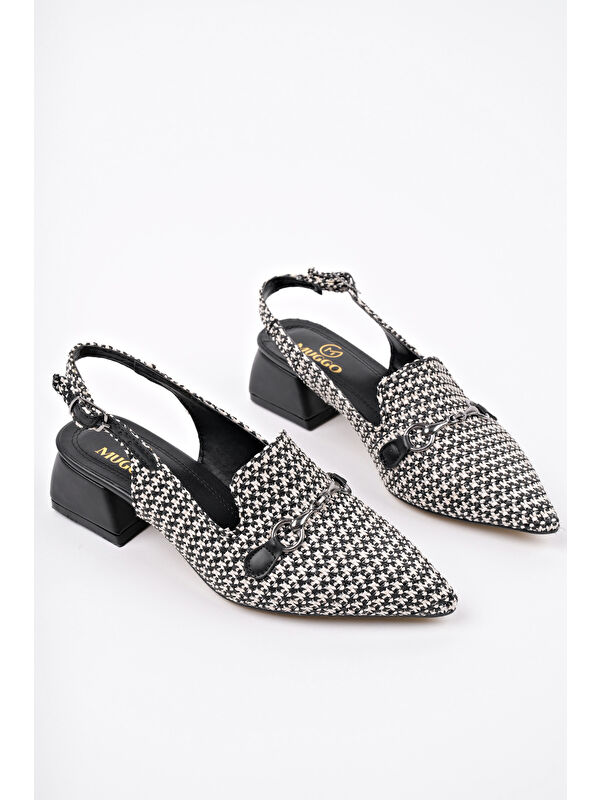 HERJEE Sivri Burun Arkası Açık Hasır Kadın Günlük Kısa Topuklu Ayakkabı - Görsel 4