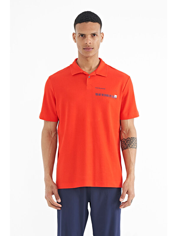 Tommylife Fiesta Yazı Baskılı Standart Form Polo Yaka Erkek %100 Pamuk Tişört - 88236