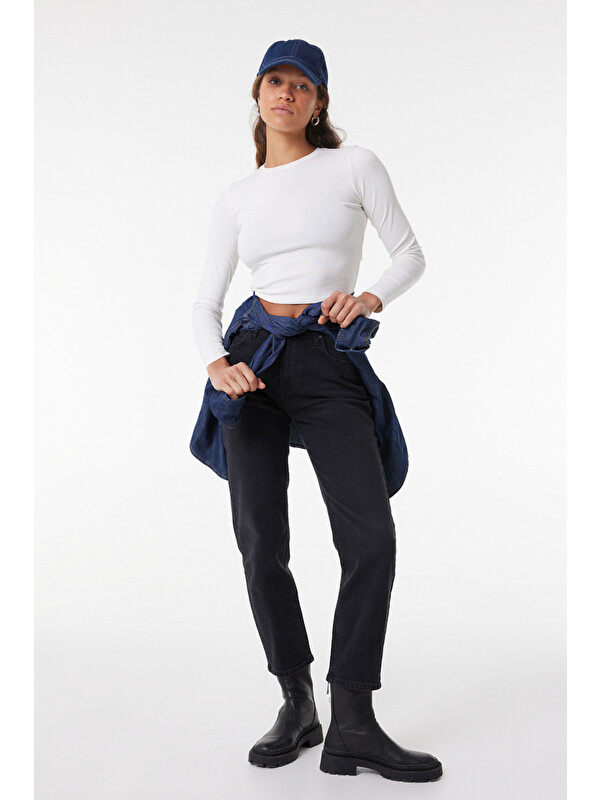 Lee Carol Regular Fit Normal Kesim Yüksek Bel Antrasit Jean Jean Pantolon