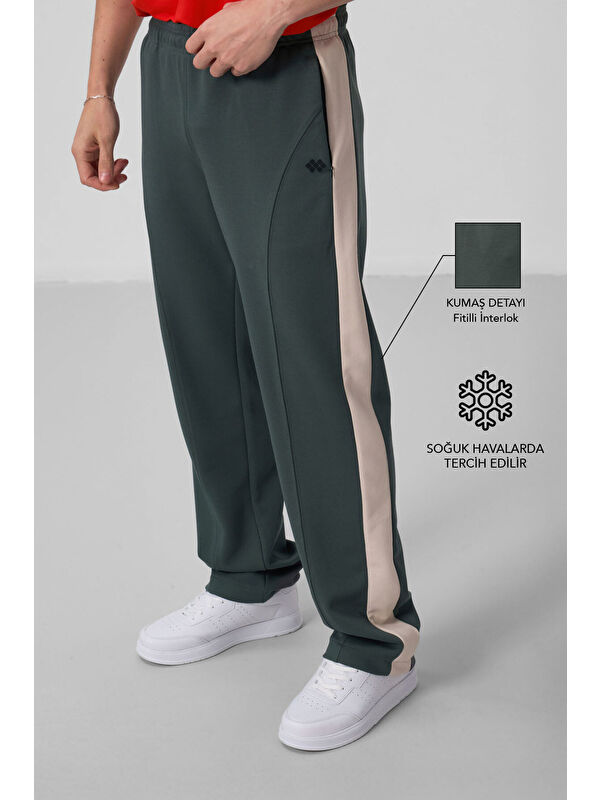 Tommylife Haki Yüzeyi Dokulu Standart Fit Palazzo  Erkek Pantolon - 82171
