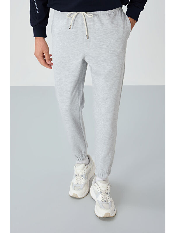 Air Jones Gri Yüzeyi Dokulu Standart Fit Erkek Eşofman Alt - 82156