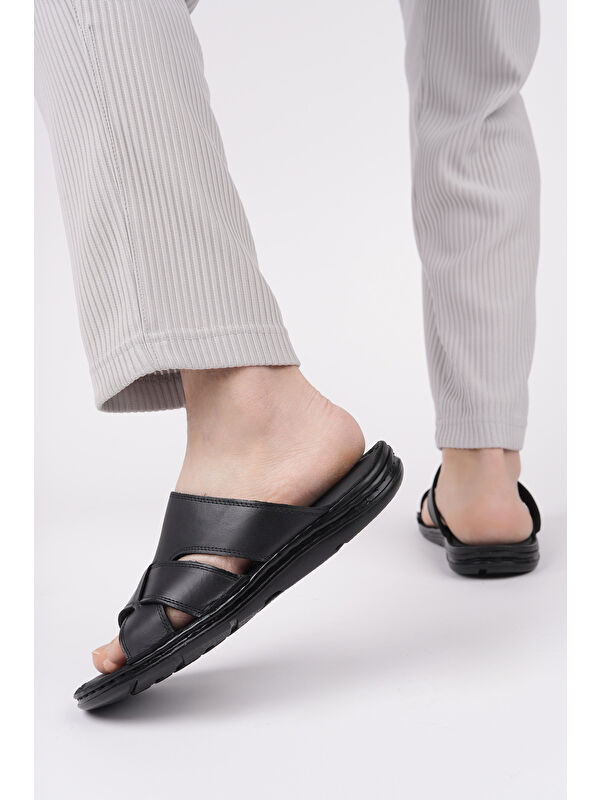 Eco Erkek Günlük Hakiki Deri Rahat Yumuşak Taban Ortopedik Terlik - Görsel 7