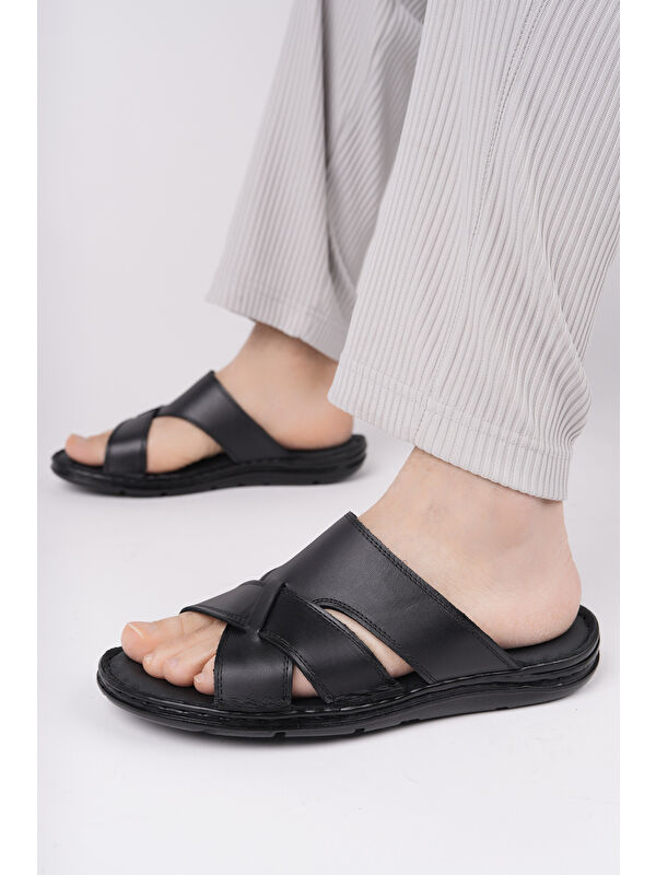 Eco Erkek Günlük Hakiki Deri Rahat Yumuşak Taban Ortopedik Terlik - Görsel 8