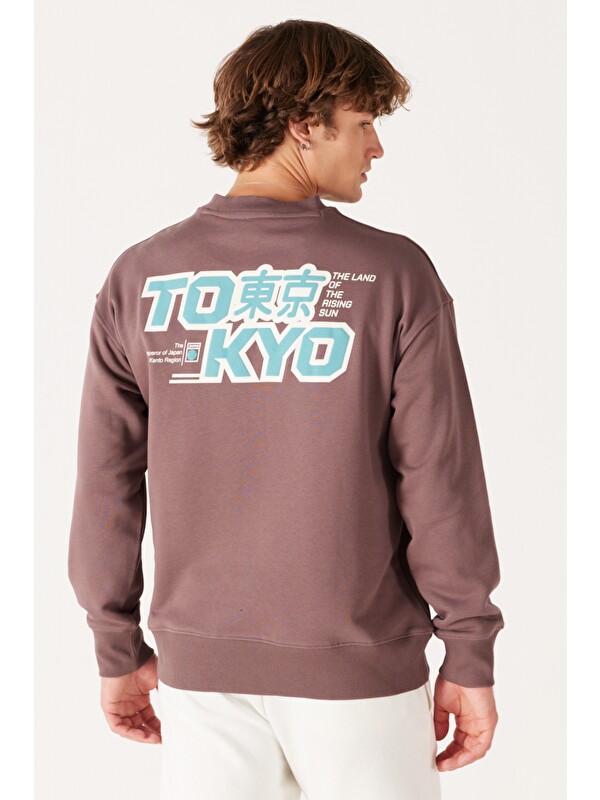 Wrangler Loose Fit Rahat Kesim Bisiklet Yaka Şardonlu Kahverengi Sweatshirt