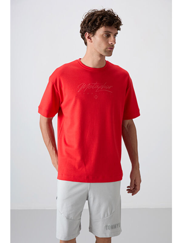 Tommylife Fiesta Pamuklu Kalın Yumuşak Dokulu Oversize Fit Baskılı Erkek Tişört - 88320