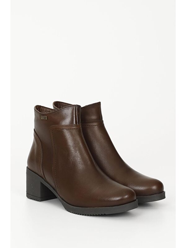 KAHVERENGİ Hakiki Deri Yuvarlak Burun Kadın Günlük Bot 51487 - Görsel 3