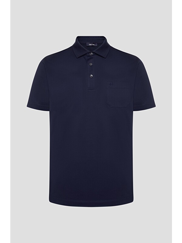 Sabri Özel Cep Detaylı Düğmeli Polo Yaka Erkek Tişört Lacivert