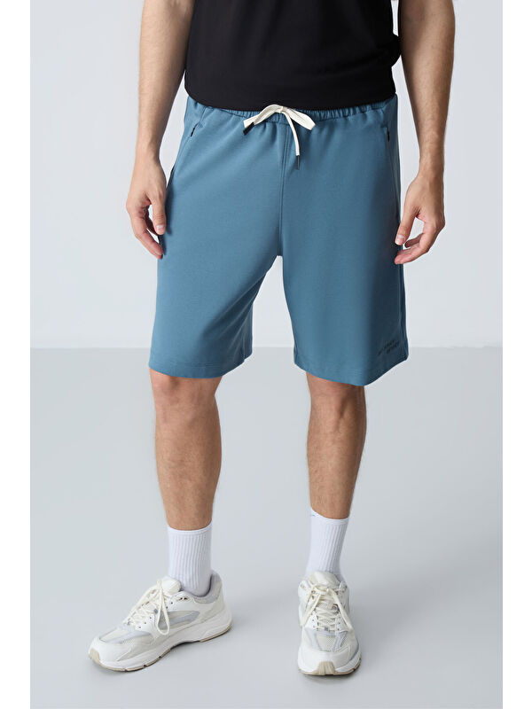 Tommylife Orman yeşili Pamuklu Kalın Yumuşak Dokulu Standart  Fit Basic Erkek Şort  - 81276