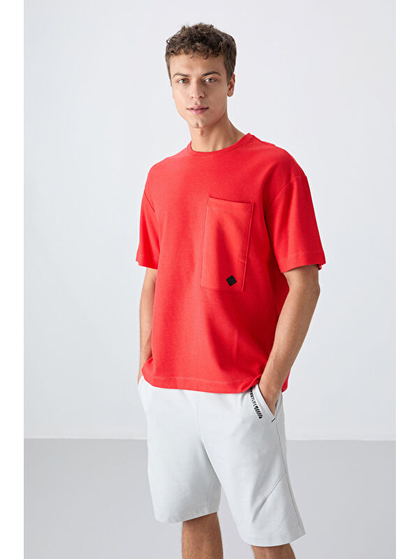 Tommylife Fiesta Pamuklu Kalın Yüzeyi Dokulu Oversize Fit Basic Erkek Tişört - 88341