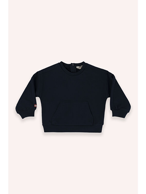 Panço Erkek Bebek Bisiklet Yaka Cep Detaylı Lacivert Sweatshirt