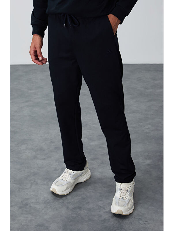 Tommylife Lacivert Bağcıklı Cepli Standart Kalıp Klasik Paça Erkek Eşofman Alt - 84682