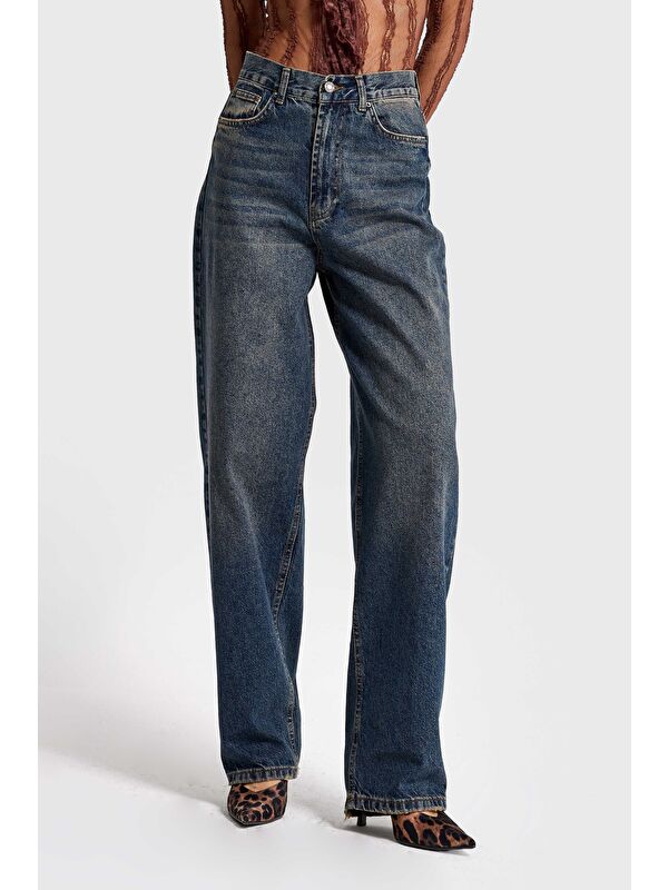 It's Basic Kadın T.Kot Rengi Cindy 2w48 Skater Fir Bol Kesim Denim Jean