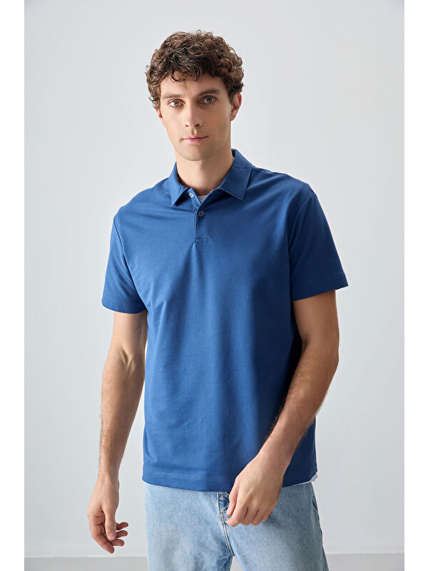 Air Jones Pamuklu Kalın Yumuşak Dokulu Polo Yaka Oversize Fit Basic Erkek Tişört- 88381
