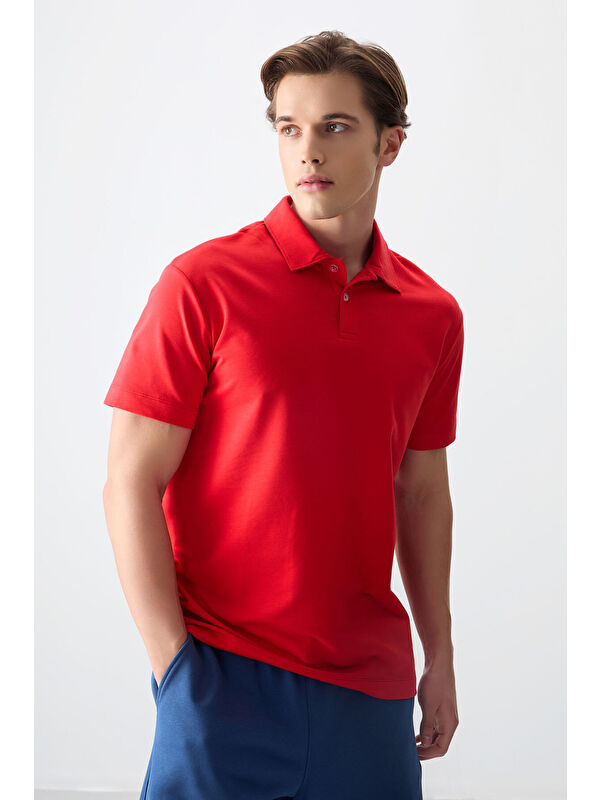 Air Jones Pamuklu Kalın Yumuşak Dokulu Polo Yaka Oversize Fit Basic Erkek Tişört- 88381