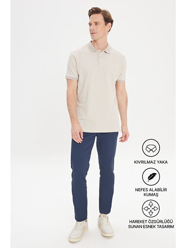 AC&Co / Altınyıldız Classics Erkek Safari Slim Fit Dar Kesim Polo Yaka %100 Pamuk Kısa Kollu Tişört