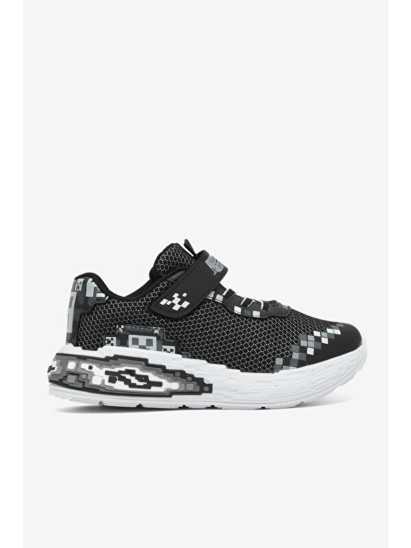 TONNY BLACK Çocuk Unisex Siyah Rahat Kalıp Nefes Alabilen Cırtlı Işıklı Sneaker