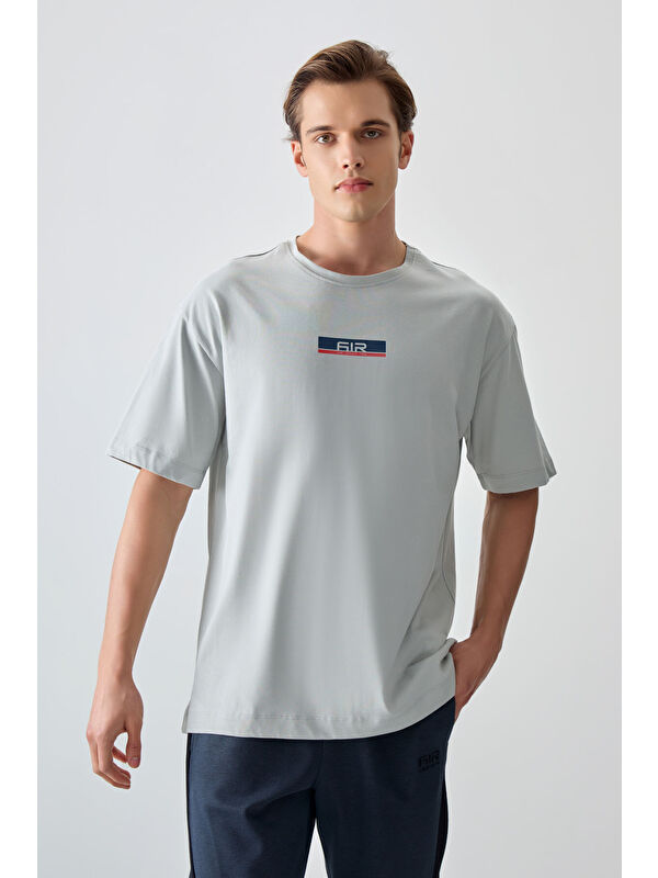 Air Jones Taş %100 Pamuk Kalın Yumuşak Dokulu Oversize Fit Baskılı Erkek Tişört - 88359