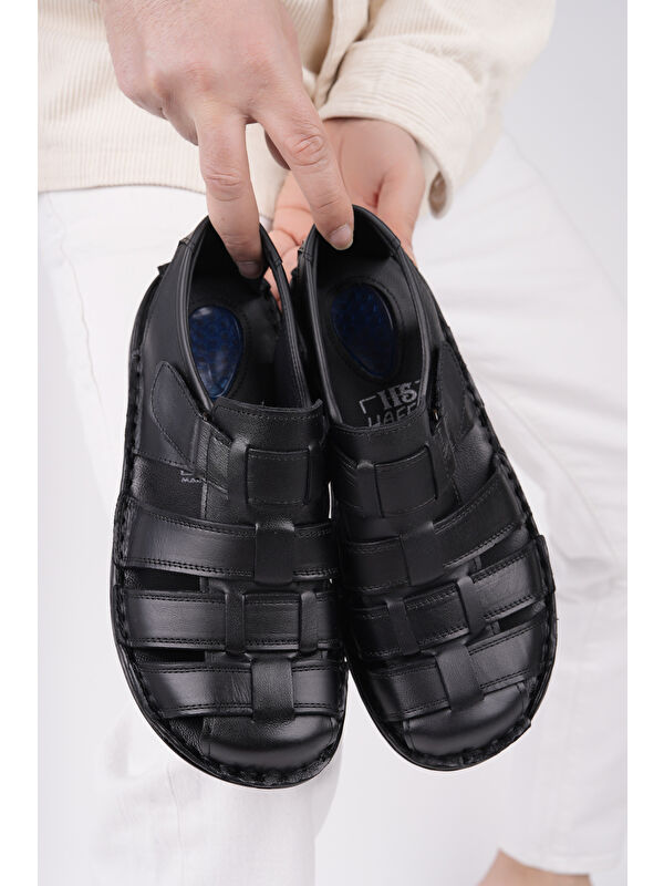 Edinburg Erkek Günlük Hakiki Deri Rahat Yumuşak Taban Ortopedik Sandalet - Görsel 6