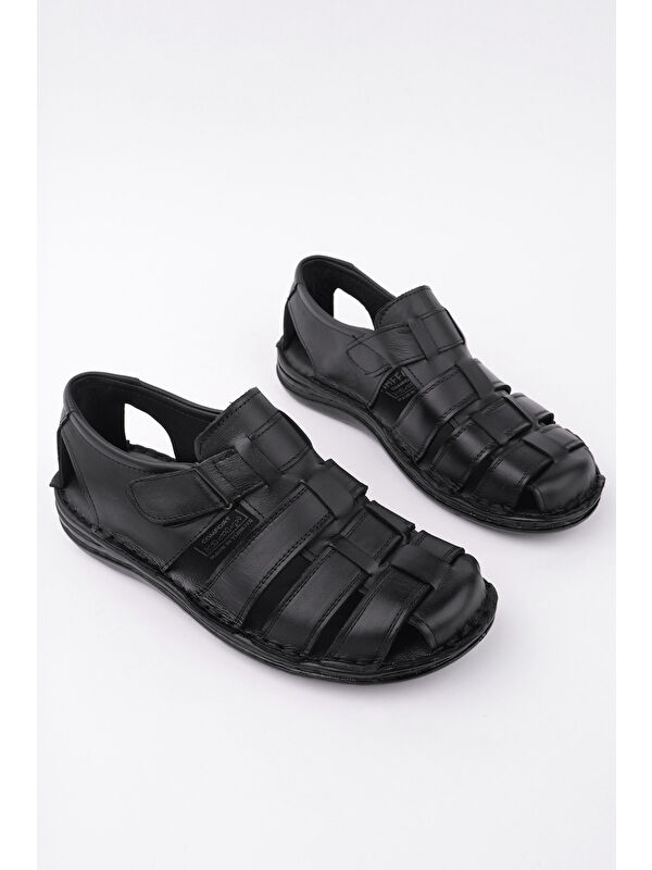 Edinburg Erkek Günlük Hakiki Deri Rahat Yumuşak Taban Ortopedik Sandalet - Görsel 8