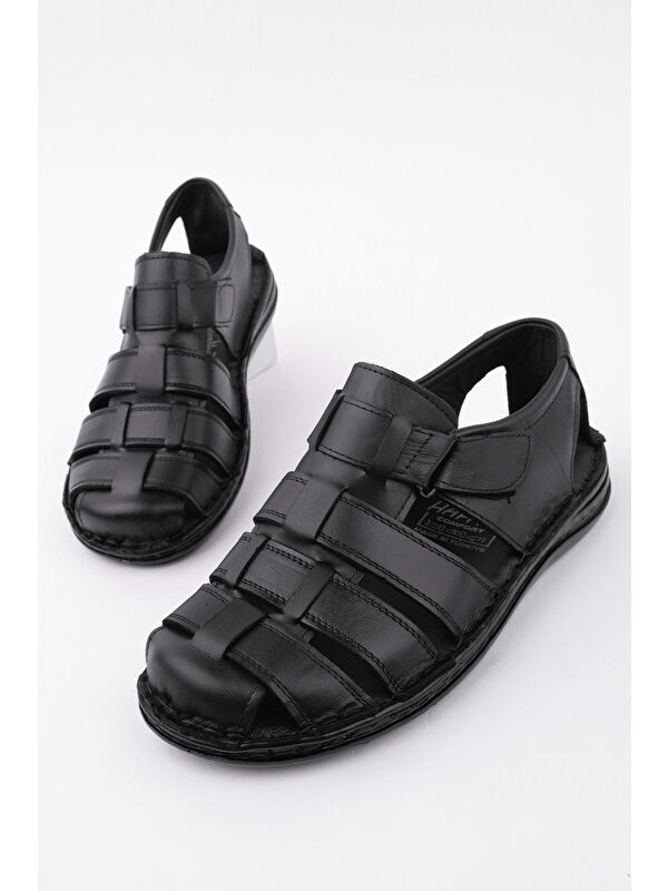 Edinburg Erkek Günlük Hakiki Deri Rahat Yumuşak Taban Ortopedik Sandalet - Görsel 9