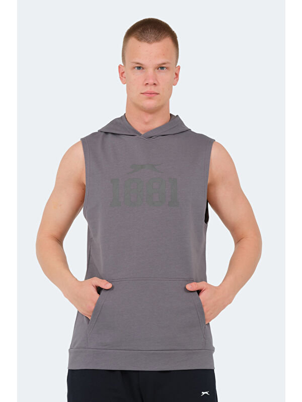 SLAZENGER VASILISA Erkek Kolsuz Tişört Koyu Gri