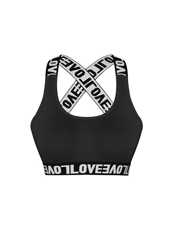 Hnx Pamuklu Sırtı Açık Çapraz LOVE Askılı Çıkarılabilir Kaplı Kadın Büstiyer