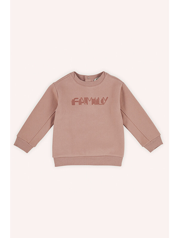 Panço Erkek Bebek Nakışlı Gül Rengi Sweatshirt