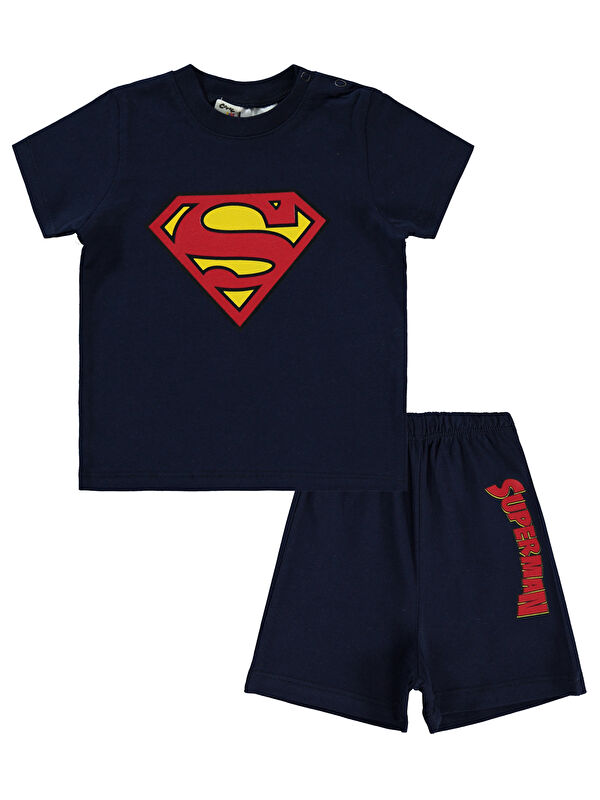 Civil Superman Erkek Bebek Şortlu Takım 6-18 Ay Lacivert