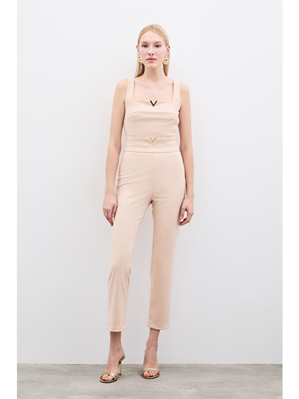 SATEEN Bel Aksesuarlı Pantolon - Bej
