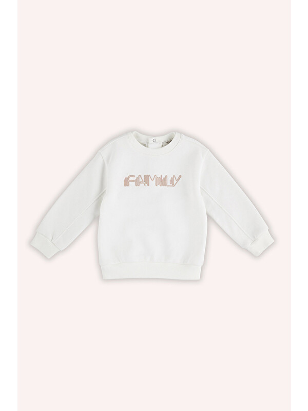 Panço Erkek Bebek Nakışlı Ekru Sweatshirt