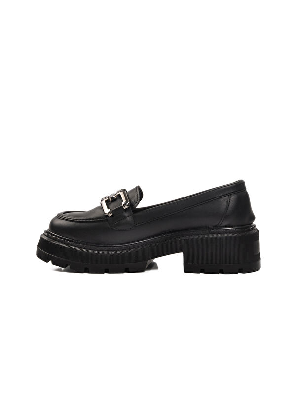Siyah Cilt Kadın Loafer Ayakkabı 572381 - Görsel 3