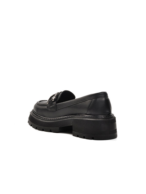 Siyah Cilt Kadın Loafer Ayakkabı 572381 - Görsel 5