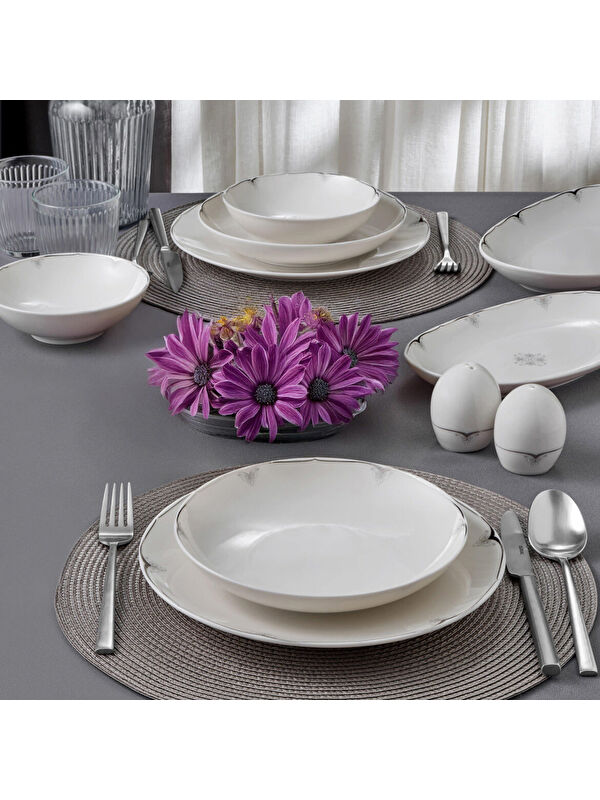 GÜRAL PORSELEN Camelia 54 Parça 12 Kişilik Yemek Takımı 67101