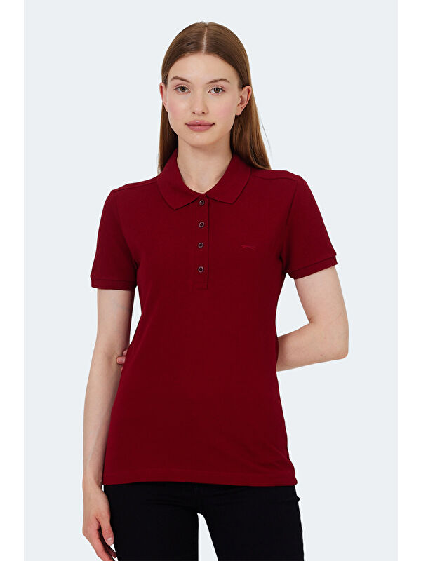 SLAZENGER VERA I Kadın Polo Yaka Bordo Tişört