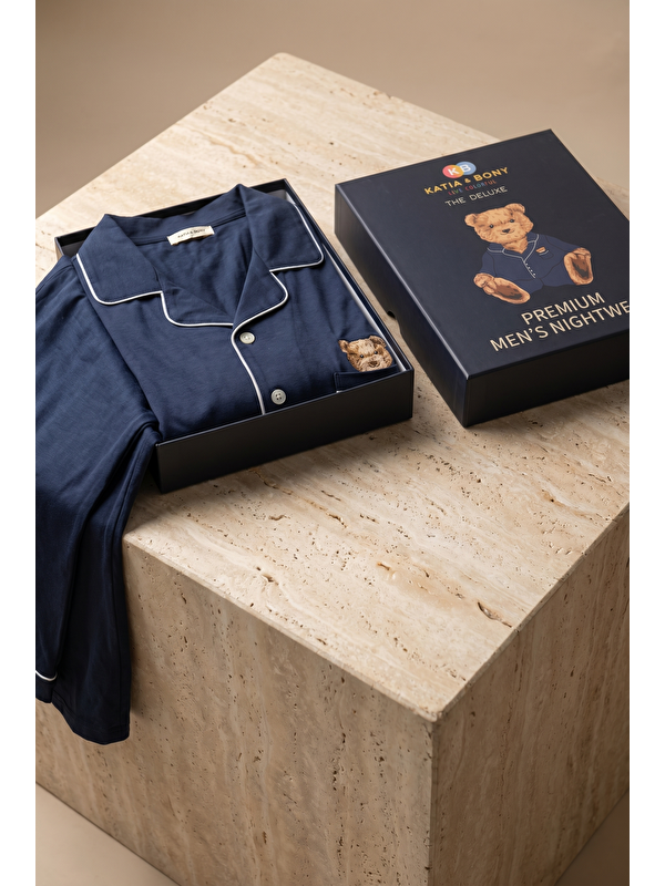 Katia And Bony Erkek Teddy Baskılı Kutulu Pijama Takımı Lacivert