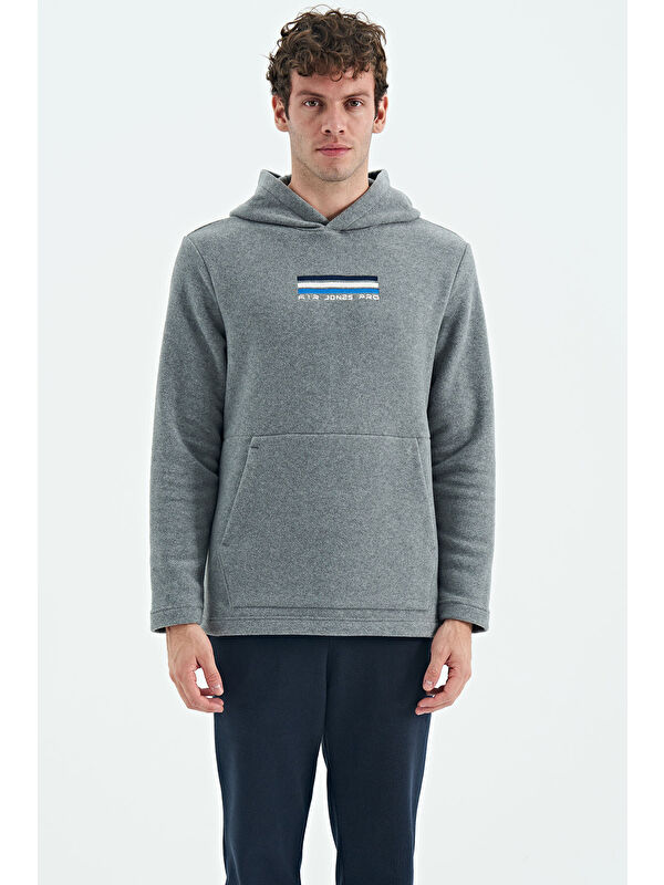 Air Jones Hern Gri Melanj  Polar Erkek Kapüşonlu Sweatshirt Hoodie - 88301
