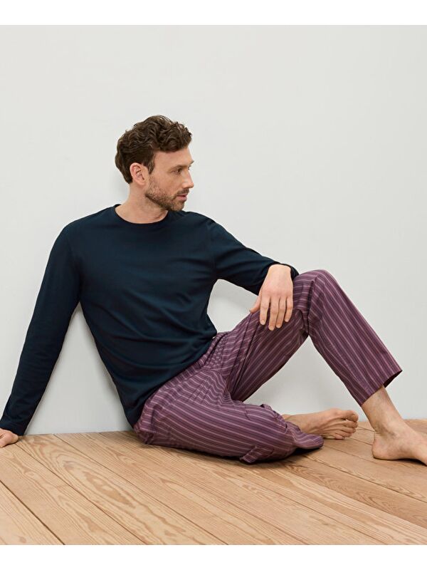 Tchibo Erkek Pijama Takımı, Dokuma/Örme, Lacivert/Mürdüm, CmiA