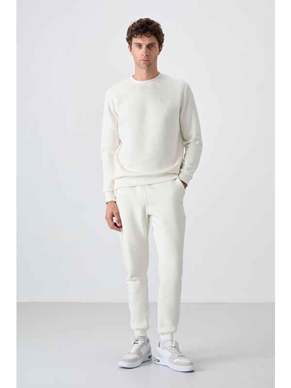 Air Jones Andy Ekru Rahat Kalıp Şardonlu Jogger Erkek Eşofman Takım - 85190