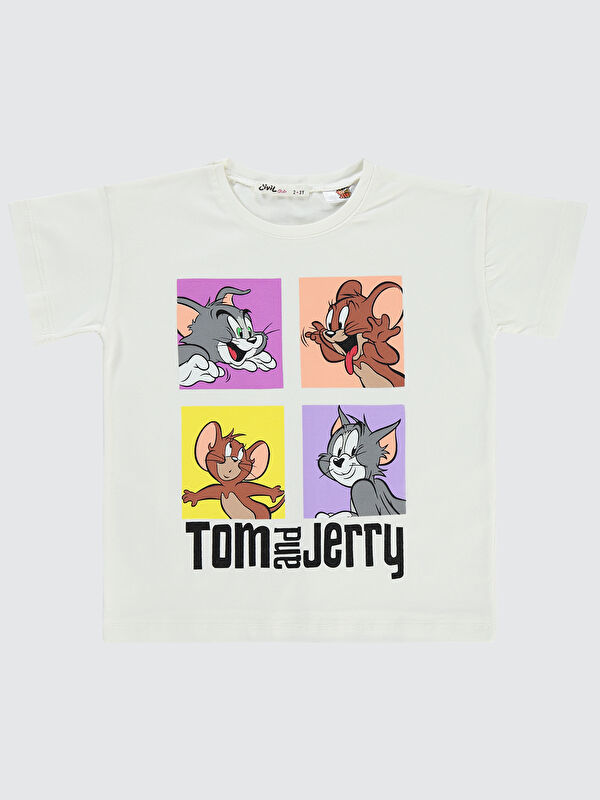 Civil Tom And Jerry Kız Çocuk Tişört 2-5 Yaş Ekru