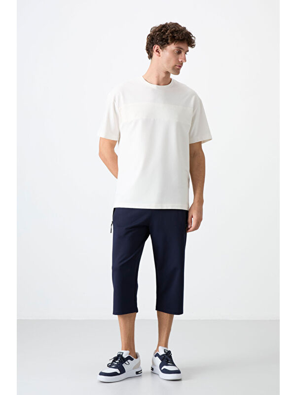Tommylife Lacivert Fermuar Cepli Standart Kalıp Klasik Paça Erkek Kapri - 83091
