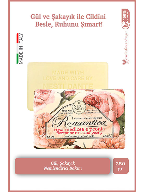 Nesti Dante Romantica Florentine Rose &peony Katı Sabun 250gr | Nemlendirici | Gül Ve Şakayık Özü