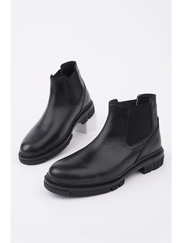 THOR Hakiki Deri Kalın Taban Erkek Kışlık Chelsea Bot - Görsel 3