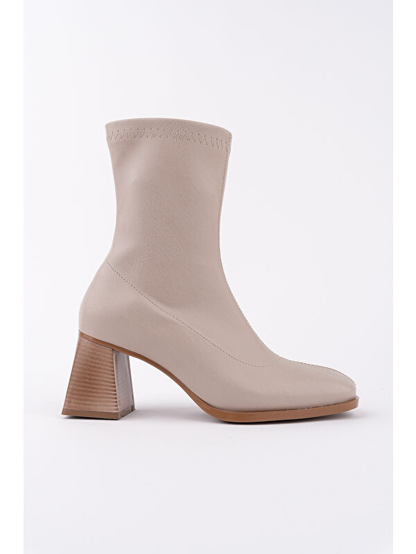 STORM Küt Burun Arkadan Fermuarlı Kadın Topuklu Bot - Görsel 2