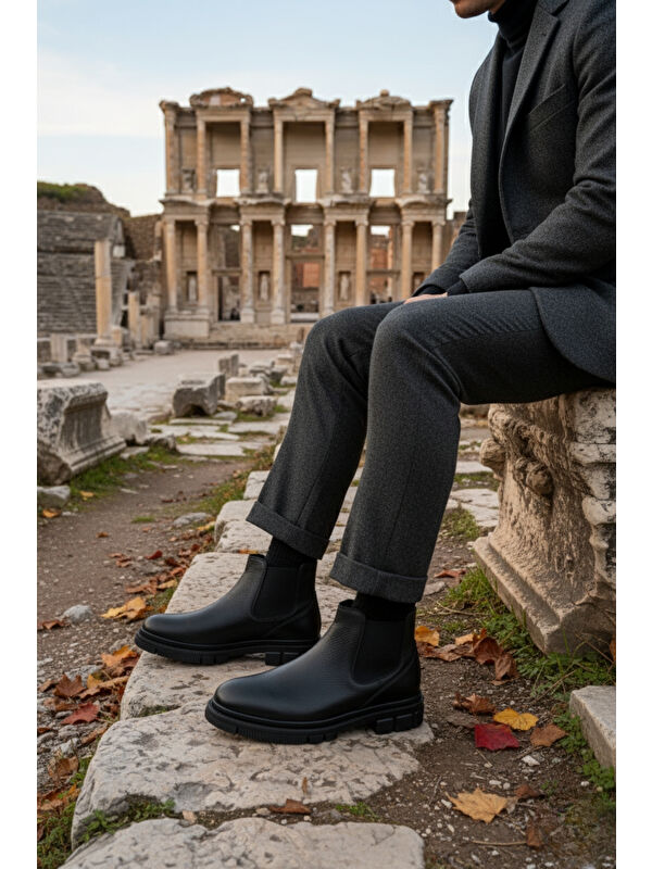 THOR Hakiki Deri Kalın Taban Erkek Kışlık Chelsea Bot - Görsel 7