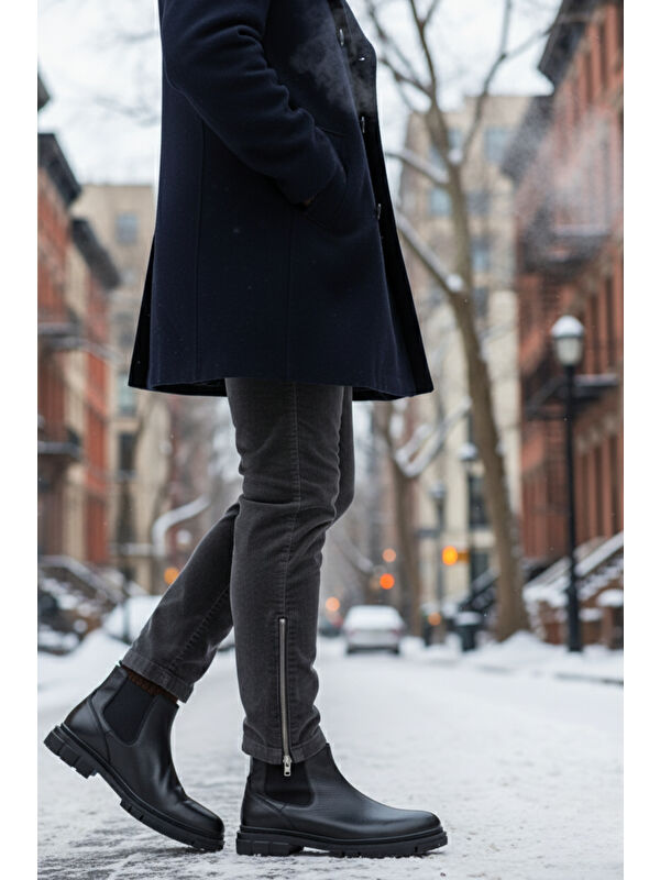 THOR Hakiki Deri Kalın Taban Erkek Kışlık Chelsea Bot - Görsel 9