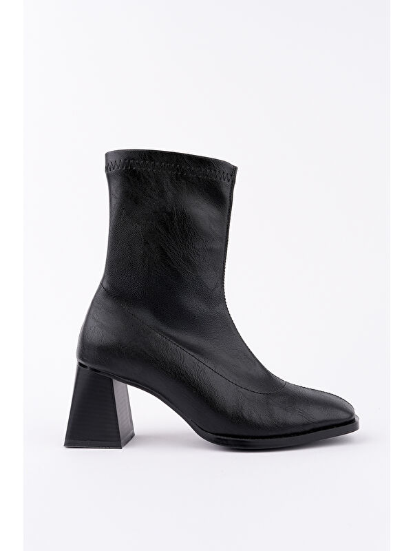 STORM Küt Burun Arkadan Fermuarlı Kadın Topuklu Bot - Görsel 2