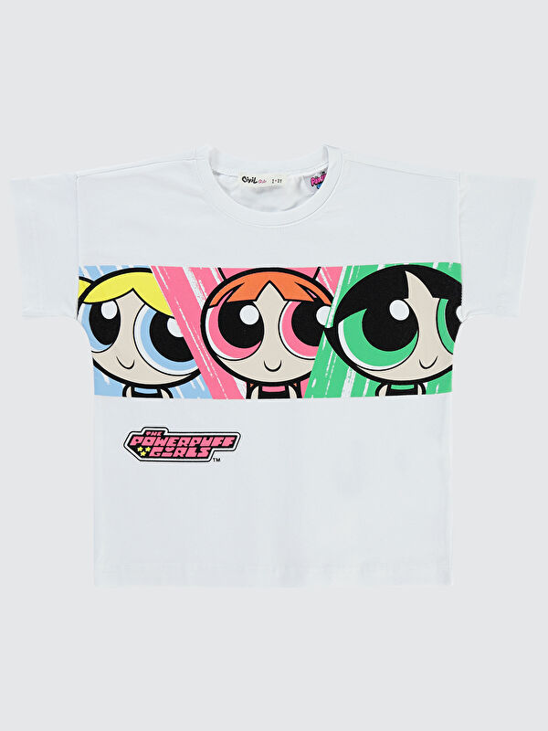 Civil Powerpuff Girls Kız Çocuk Tişört 2-5 Yaş Beyaz
