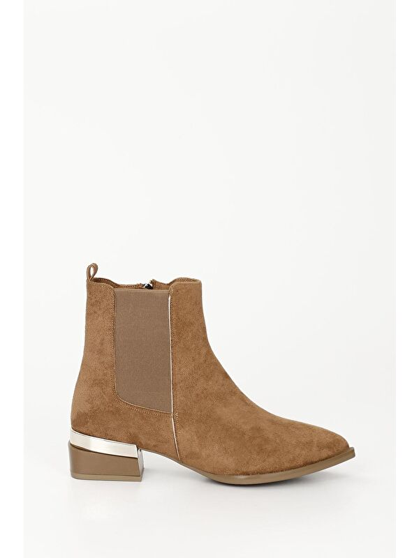 TABA Sivri Burun Kısa Topuklu Fermuarlı Lastikli Kadın Bot 35675 - Görsel 5